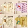 Pyjama 2024 Neue Kinder Kurzarm Set Pure Cotton Summer Jungen T-Shirt Girls Home Kleidung Baby Pyjamas Kinderkleidung Clothingl2405