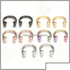 Nose Rings Studs Nose Rings Studs Fashion Stainless Steel Horseshoe Fake Ring C Clip Lip Piercing Stud Hoop For Women Men 6/8/10Mm D Dho7C