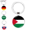 Keychains Lanyards Asian Palestinian Flag Keychain South Korean Arab T rkiye Slovak Flag Glass Dome Pendant Keyring Bag Keychain Y240510