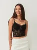 Tanques de mujeres Sun Lace Women Lace Trim Rustier Spaghetti Correa saliendo Corsé Top Cami Cami Tank Tops