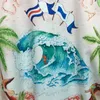 Herren -Trailsuiten 2024 Sommer Casual Blumenmuster Print Kurzer Männer Hip Hop Beach Holiday Sleeve Suitloose Shirt