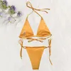 Menas de banho feminina feminina maiô Bikini Beach Solid Memorial Day Fringe Remoção da Maternidade