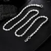 Chaines 925 Serling Silver 16/18/20/22/24 pouces Collier de chaîne de corde torsadé 4 mm pour femmes