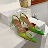 Chaussures de créateurs Femmes Sandales Designer Sandales Talons Sandal Slippers Silk Luxury Chaussures transparentes Party High Heels Sun Bow Stud Crystal Chaussures