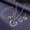 Earrings Necklace Exquisite Double Heart Necklace Earrings Jewelry Set Charming Womens Jewelry Fashion Bridal Accessories Set Romantic Gifts XW