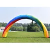 10 m bredd (33ft) med fläkt utomhus bröllopshändelse Uppblåsbar regnbågbåge med LED -lampor stor färgglad ingångs bonnballong gratis fläkt