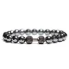 Bracelets de charme notant nouveau bracelet pour hommes minimalistes authentique en pierre d'hématite naturelle Braslet Black Zria Crown Lion Braclet Accessoires Y240510