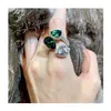 Toppkvalitet tre-sten fingermosan diamantring vatten droppe smaragd cz 925 sterling silver party bröllop moissanit ringar för kvinnor lovar födelsedagsmycken gåva 18
