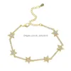 Chaîne TRENDY Zirconia Crystal Stars Bracelet esclave pour femmes bracelets de charme de couleur sier de doigt