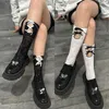 Kadın Socks Girls Retro Tatlı Lolita Buzağı JK Bowknot Hollow Çorapları Siyah Beyaz Fırfır Çorap Kişilik Dantel Dantel