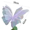 Decorative Flowers 50cm Silk Yarn Giant Gauze Fake Butterfly Artificial Mariage Decor Wedding Party Holiday Decoration Pography Props