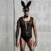 Sexy Conjunto Jsy Sexy Bunny Suit Cosplay Lingerie Men Roupa Unders Bondage Bodysuit Nightwear Lingerie erótica vem