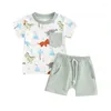 Ensembles de vêtements en bas âge pour bébé Baby Boy Shorts d'été Tenues Animal Imprimé à manches courtes et fixer 2 pcs pour plage décontracté