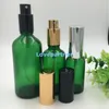 زجاجات رذاذ الزجاج الأخضر القابل لإعادة الملء 20 مل 30 مل 50 مل 100 مل مع بخاخ الألومنيوم nnimo salgv