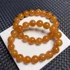 Link Bracelets 12MM Natural Yellow Hair Quartz Bracelet Women Charm Simple Circle Strand Bangles Yoga Energy Wrist Jewelry 1PCS