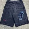Männer Shorts Designer Y2K Retro Gothic Muster gedruckt JNCO Denim Style Hip Hop -Tasche Sommer Herren Beach Jeans Gym Mann Outfit