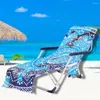 Couvre-chaise Mandala Print Beach Cover Cover Garden Piscine Lounger chaises avec poche de rangement Summer Seaside