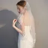 Hair de mariage bijoux en cristal maride dentelle de listes appliqués veils de mariée 1 niveau
