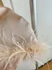 Lente en zomer Suspender struisvogel haar breedbeen broek set met prachtige vakantiesfeer