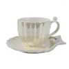 Tazze piattiere giapponese di piattino in ceramica giapponese set perle guscio pomeridiano tazza di mate tazas de cafe lh50bd