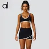 Femme Yoga Set Bralette Tennis jupes Golf Clothes Peach Hips Highgym Shark Taist Tennis Jupe Yoga Robe Back