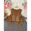 Vestes pour femmes Sethnique Retro Tassel Camisole Veste Veste Femme Été Unique Élégant Streetwear Tops Female Top Top Drop