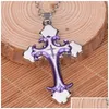 Pendant Necklaces Pendant Necklaces Wholesale Fashion Ornament Christian Drip Oil Cross Necklace Couple Jesus Jewelry Gift Drop Delive Dh4B2