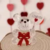 Fête favor je t'aime cristal ours Valentin Gift Gift Verre artificielle de fleurs de rose mères de mariage Baby Shower pour les invités