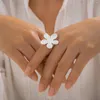 Cluster Rings PuRui Chic Metal Petal Shape Matte For Women Trendy Flower Open Finger Cuff Adjustable Girls Y2K Jewelry Party Cute
