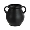Vases en céramique noir en céramique Vase avec finition côtelée terrarium décoratif pour plantes basse décor de jardin jardinières vas