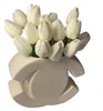 Luxe keramische vaasontwerper Classic Logo Shape White Vase Ins Style High-End Floral Vase Cream Style Noordse eettafel Decoratie Vaas Home Entrance ornamenten