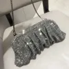 Luxury Silver Rhinestone Clutch Bags Women Luxury Designer Trending Boutique Folds Crystal Purses and Handbags For Girls Party Wedding Cluth Bags