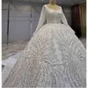 Ball Wedding Dresses Appliques Pearls Sequins Sleeves Court Gown Backless Zipper Bridal Customized Robe Despecisl