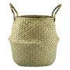 Plates Natural Seagrass Belly Basket 31Cm Collapsible Handmade Plant Pot Planter Weave Tote With Handle For Storage Laundry Hom