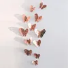Wall Stickers Rose Gold Butterfly Decorations 3D Decals Art Sticker Diy Removable Paper Murals For Home Living Room Kids Girls Bedroom Nu
