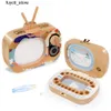 Boîtes de rangement Bacs Hot TV Shape Baby Teeth Souvenir Boîte en bois sauve les dents des enfants sauve les enfants