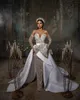 Robes de mariée paillettes paillettes de robes de mariée épaule avec train détachable