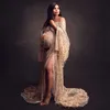 Mutterschaftskleider Don Judy Gold Keine Größe Bohemian V-Ausschnitt Langarm Kollektion Kleid sexy schwangere Kleiderfotografie Kleid Babyparty Geschenkl2405