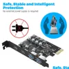 Cartes d'interface d'ordinateur Contrôleurs de type C USB 3.2 Gen2 PCIe Card Hub 3.0 PCI Express Board 2xUSB A PortAdd2xTypec Port / USB3.2 Gen1 E Otizi