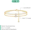 Vriua Exquisite Womens Gold Bracelet 14K Gold PLATED gelaagde armband eenvoudige sprankelende draai ketting Bracelet Verstelbare diamantarmbandset Dames Gouden sieraden