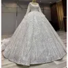 Ball Wedding Dresses Appliques Pearls Sequins Sleeves Court Gown Backless Zipper Bridal Customized Robe Despecisl