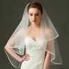 Cabelo de casamento Véils de noiva de jóias 1 Camada 150cm Véu de casamento Cabeça Ribbon Edge Organza Tulle White -couretled casamento Acessórios de casamento noiva