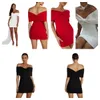 Abiti per festa della gonna per donne abiti bodycon graduazione poliestere di colore solido sopra ginocchio a fila a fila media sexy bianco nero rosso s xl abito da donna abito da donna