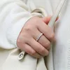 D Färg Moissanite Ring White Gold Plated S925 Solid Sterling Silver Wedding Anniversary Gift Pass Test Moissanite Fashion Engagemen Ring Storlek 5-11