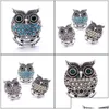 Altri pulsanti a scatto Componente Gioielli Rhinestone Retro Owl Bottoni di snap di metallo da 18 mm Funziona Bracciale Bangle Noosa N0054 Drop dhselle Dhx1i