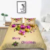 Yatak Setleri 3D Çiçekler Baskı Noel Nevresim Seti Yorgan/Yorgan Yastığı Kılıfı Çift Kral Özel Ev Tekstil