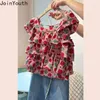 Women's Blouses Sweet Blusas de Mujer 2024 Fashion Summer Blouse For Women Flatr Sleeve Ruffles Shirts Floral Crop Tops Chiffon