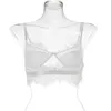 Bras Women Lace Sexy White Hollow Out Cylashes Bralettes Suspender Bustier Top V pescoço Camisole Lingerie Underwear