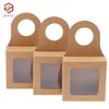 Gift Wrap 25Pcs 9x9x3cm Hanging Boxes Visible Window Large Capacity Foldable Wine Accessories Kraft Paper Bottle Packing