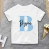 T-shirts personzed alfabet bokstav namn pojke t-shirt anpassade barn inledande namn skjorta roliga vita barn skjortor tees barn födelsedagspresent t240513